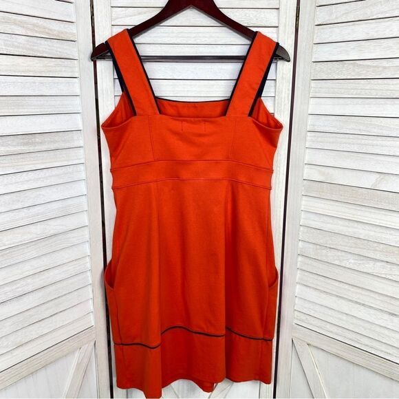 Duffield Lane Hutchins Dress Red Orange Small Fit Flare Sleeveless Knit - Picture 9 of 12